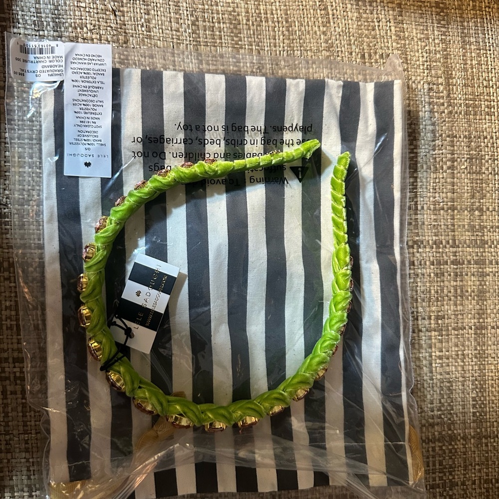 Lele sadoughi Green and Pink Graduated crystal  Headband